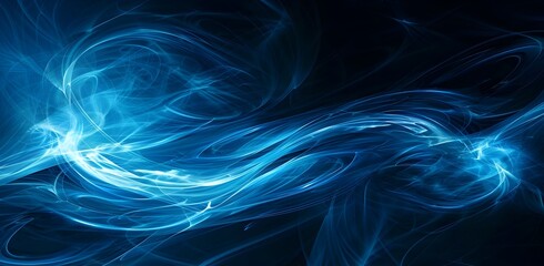 Aufkleber - Abstract blue light background with glow lines and swirls on black, perfect for design elements or digital backgrounds. High resolution, high detail, sharp focus, studio lighting, professional color g