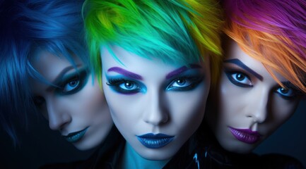 Wall Mural - a group of women with colorful hair