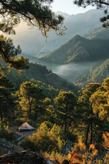 Sticker - Camping in the mountains with a view of the valley