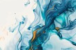 Abstract blue aqua and gold foil fluid art. Modern liquid marble design for creative backgrounds and wallpapers.  Image for use in interior design with copy space.