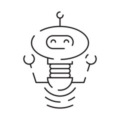 Poster - Chatbot line icon. Humanoid robot. Personal voice assistance. Smart speaker artificial intelligence. Technology sign