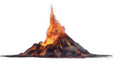 Fototapeta  - Erupting volcano isolated on white created with Generative AI