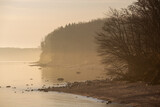 Fototapeta Góry - rocky shore of the Baltic sea before dawn