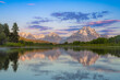 Beautiful landscape seen from Oxbow Bend along the Snake River from Grand Teton National Park, Wyoming.