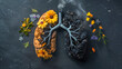 creative image of the lungs. concept of getting rid of bad habits. world no tobacco day. no smoking.Ecology and environment creative idea. Breath of planet earth
