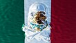 Translucent Crystal Skull Fused with Mexican Coat of Arms on Flag