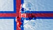 Shiny Skull Art Melded with Faroe Islands Flag - Cultural Contrast
