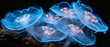 © OHMAl2T - A cluster of deep-sea bioluminescent comb jellies pulsating gently