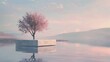 A lone podium awaits its speaker amidst a tranquil pastel landscape, inviting contemplation and introspection in the quietude of the scene.