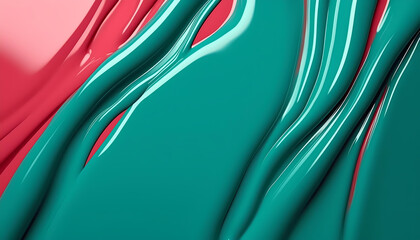 Wall Mural - Glossy pink red teal green gloss paint liquid texture cosmetic background