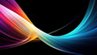 Abstract swoosh bright multicolored light on a black background, illustration. 