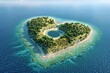 A heart-shaped island in the middle of the ocean.