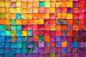 Wall Mural - Colorful square mosaic texture blending seamlessly into a mesmerizing backdrop