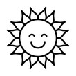 Cute sun icon. Cartoon happy sun character. Smiling summer sunshine.