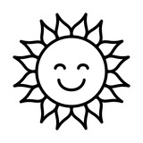 Fototapeta  - Cute sun icon. Cartoon happy sun character. Smiling summer sunshine.