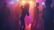 Silhouettes of people dancing in a club blurred background created with Generative AI