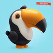 Toucan, 3d render vector cartoon icon