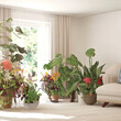 © pil76 - design of a modern bright room with many indoor plants, generated by Ai