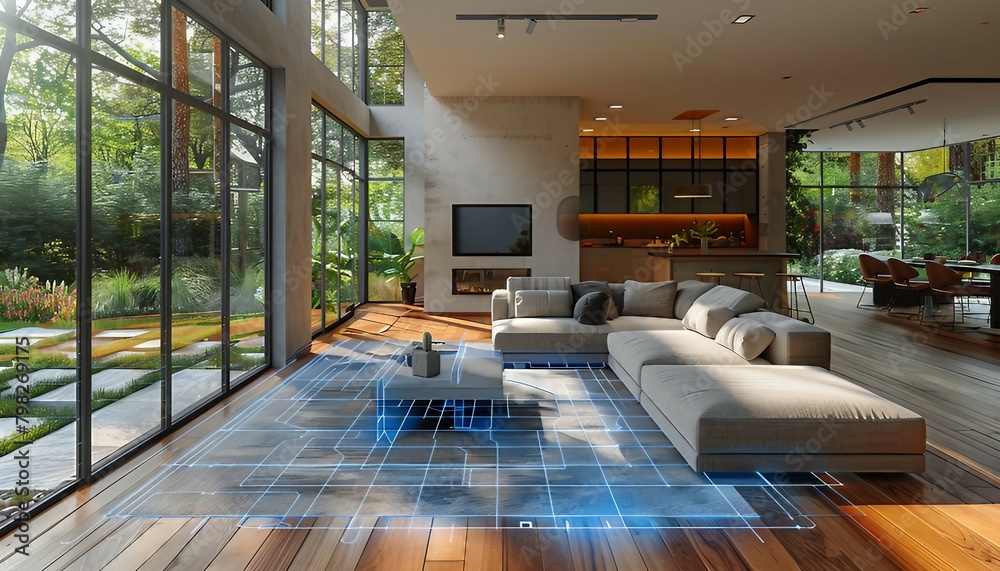 Augmented Reality Home Design, an empty room overlaid with augmented ...