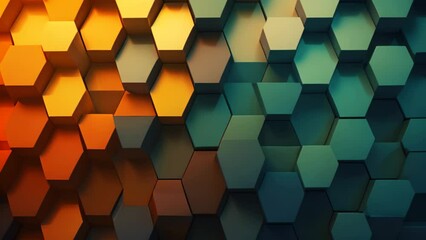  - 3d rendering of abstract hexagon shape background in blue and orange color, Abstract background with hexagons