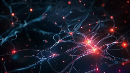 Fototapete - Neural network. Internet communication. Social network. 3d rendering, Artificial intelligence, connections, and nucleus in the concept of interconnected neurons