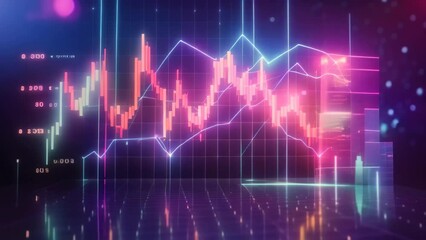 Poster - Abstract glowing forex chart background. Investment and trade concept. 3D Rendering, Investment concept with a stock market chart and candlestick graph on a virtual screen