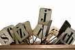 letters school old tool objects isolated