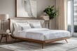 Crisp white linens and a sculptural headboard define the modern luxury bed, its clean lines and understated elegance offering a serene sanctuary amidst the chaos of everyday life