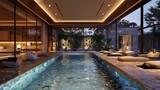 Fototapeta  - A luxury residence featuring a swimming pool as a central element of the home's leisure facilities