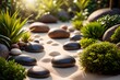 © Kheng Guan Toh - Zen garden, relaxation therapy with balanced landscaping of sand stone greenery