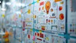 A whiteboard in a brainstorming session, showcasing various colorful ideas and concepts.