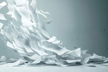 falling sheets of white paper document and paperwork concept 8