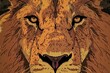 King Power Feline Majesty: Lion's Face Stylized Wildcat Vector Illustration