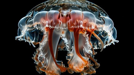 Wall Mural - professional photo of one jellyfish Cyanea capillata , extreme detailed
