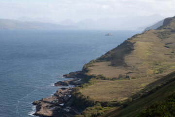 Scottish Coastline. Isle of Skye Scotland UK. Waterfalls, Cliffs and beaches. Scottish coast at Skye