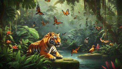 Wall Mural - animals in forest and others