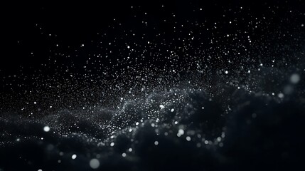 Glimmering Silver Dust Against a Dark Background: Captivating Contrast and Elegance in Minimalist Composition