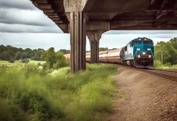 Wall Mural - 'train freight motion rail blur embankment railroad cargo transport good transportation railway delivery industry shipping industrial station track carriage container'