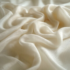 Wall Mural - Close up of white silk cloth with a swirl pattern resembling peach cream petals