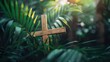 Palm Sunday Wooden Cross with Sunlit Bokeh Background