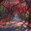 Different Seasons and Lighting: Offer versions of the Bougainvillea treeline in various lighting conditions (like sunrise, midday, sunset) and during different seasons. Generative AI