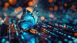 Within the circuits of a futuristic AI companion, a holographic butterfly materializes, its presence a comforting reminder of the organic world that exists beyond the bounds of technology.
