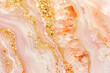 abstract sweet romantic pastel pink and peach agate marble with luxury sparkle gold glitter background
