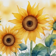 Wall Mural - AbstrACt watercolor Sunflower wallpaper background