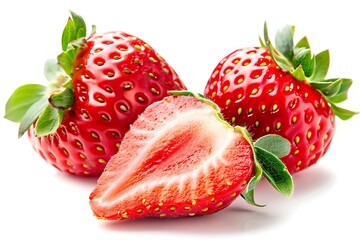Wall Mural - Strawberry fruit isolated on a white background.