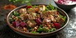 tofu salad with buckwheat groats, roasted beets, walnuts, and lemon-yogurt dressing