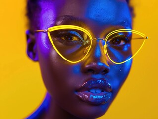 Poster - Portrait of a black woman wearing glasses.