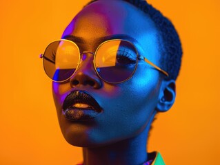 Poster - Portrait of a black woman wearing glasses.