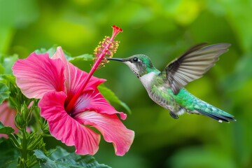 Broad Billed Hummingbird on a pure white background. Using different backgrounds the bird becomes more interesting and can easily be isolated for a project. Fiery throated hummingbird is sucking 