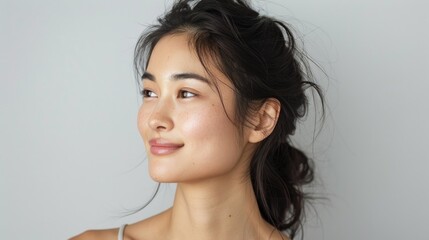 Wall Mural - A close-up of a young woman's face, portrait